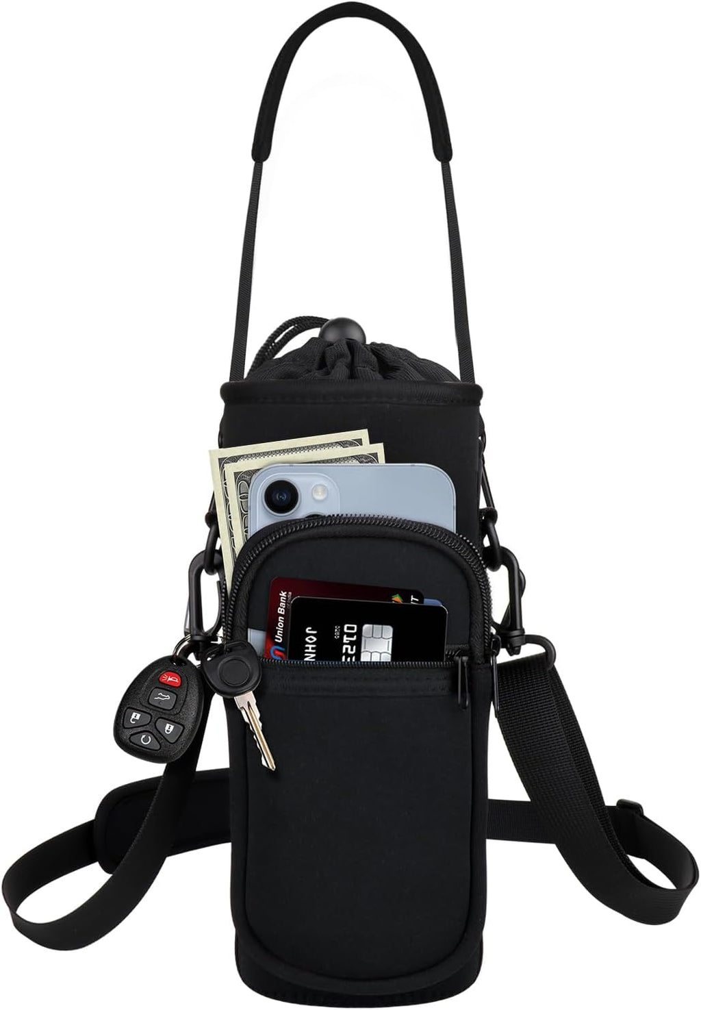 Skiennix Water Bottle Holder - Insulated Neoprene Carrier Bag with Phone Pocket | Fits 32/40 oz Bottles