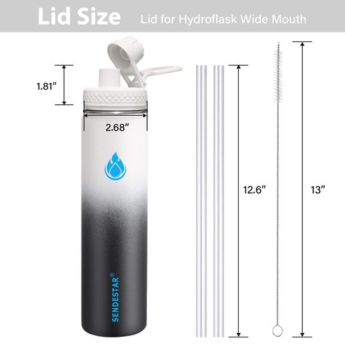 SENDESTAR Spout Lid for Hydroflask Wide Mouth Water Bottle Fits 18 oz 20 oz 32 oz 40 oz 73 oz,Chug Cap Flexible Handle Compatible, Takeya, Simple Modern, Wide Mouth Water Bottle