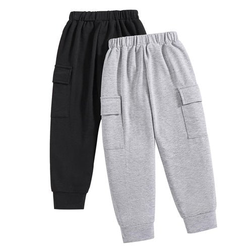 Nivne Tco Boys Casual Pants-Solid Color Soft Trousers Jogger Pants-Toddler Boys 2 Pack Sweatpants Set 7T