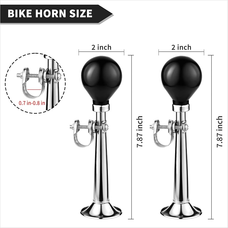 Bike Horn for Adults Classic Aluminum Squeeze Clown Horn 2Pcs - Fits All Bicycle Handlebar