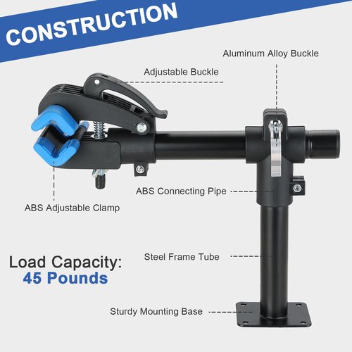DASBET Bike Repair Storage Stand Wall Mount Bicycle Rack Workstand with Adjustable Clamp Bicycle Maintenance Rack for Road Mountain Bikes Clamp Bike Hanger for Garage or Home