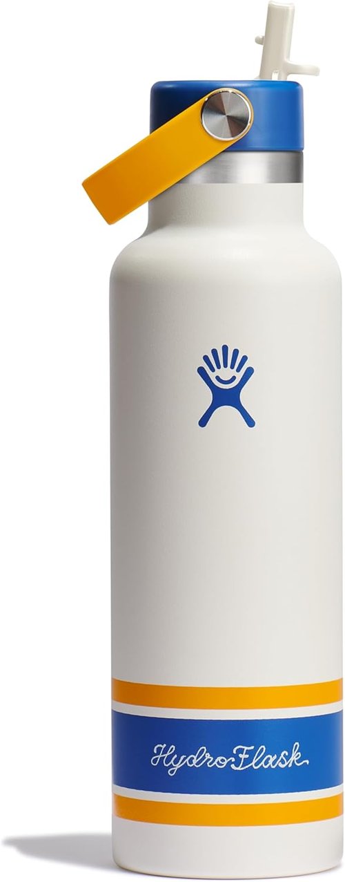 Hydro Flask Water Bottle - Insulated Stainless Steel with Flex Straw Lid | 21 Oz Campus Ivory, Leakproof & Refillable