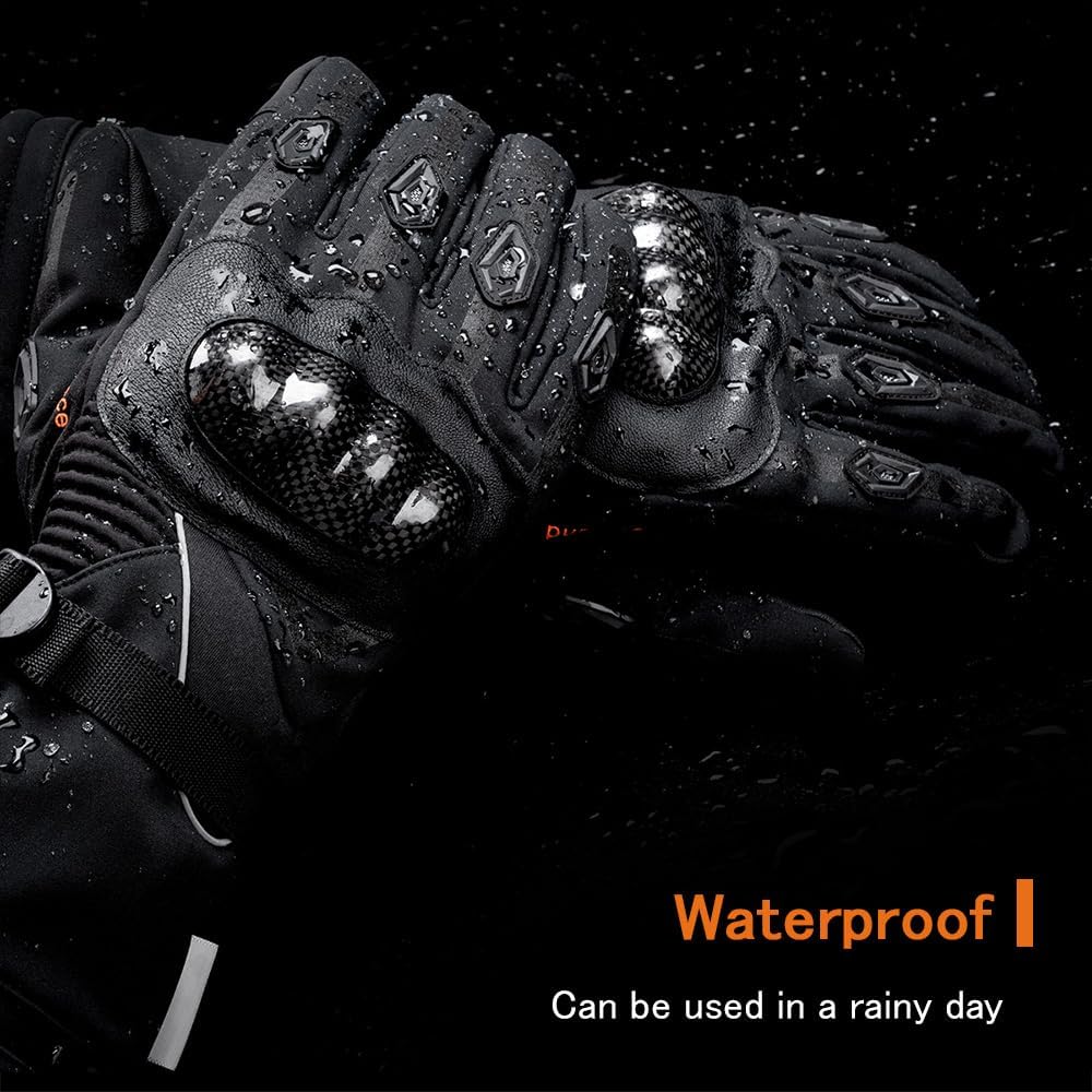 Skiennix Heated Motorcycle Gloves - Electric Touchscreen, Waterproof, Windproof | 7.4V 3000mAh Batteries