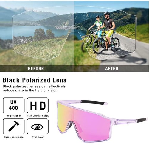 RAVI EYEWEAR Polarized Sports Sunglasses – TR90 Frame, UV400 TAC Lens for Men & Women Cycling, Running, Fishing, Outdoor use (Yellow Purple/Purple)