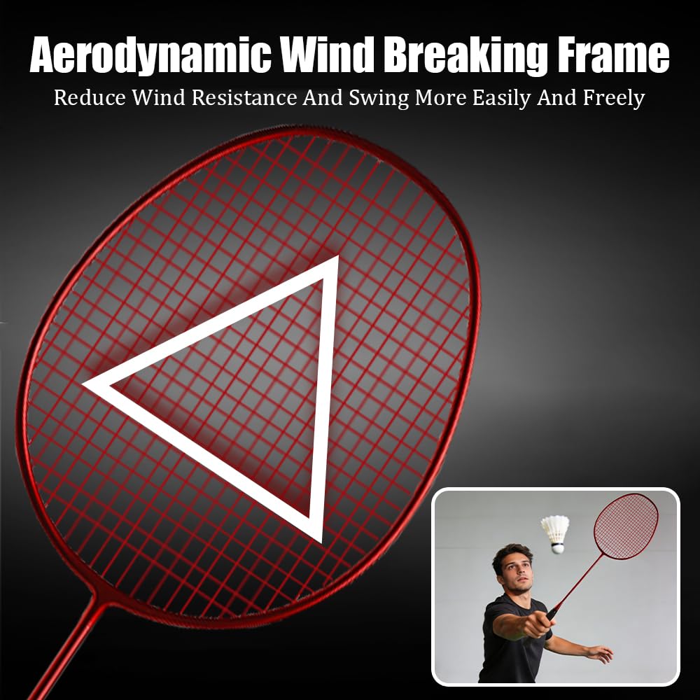 Professional Badminton Racket,Rackets,Ultralight and Durable,Carbon Fiber,Including 2 Badminton Racket,2 Badminton and A Ball Bag,Suitable for Outdoor Activities and Family Outings