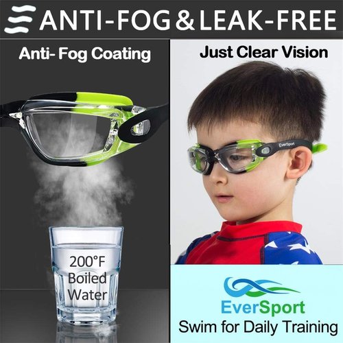 EverSport Kids Swim Goggles - Anti-Fog, Anti-UV Protection | Pack of 2 for Ages 4-16