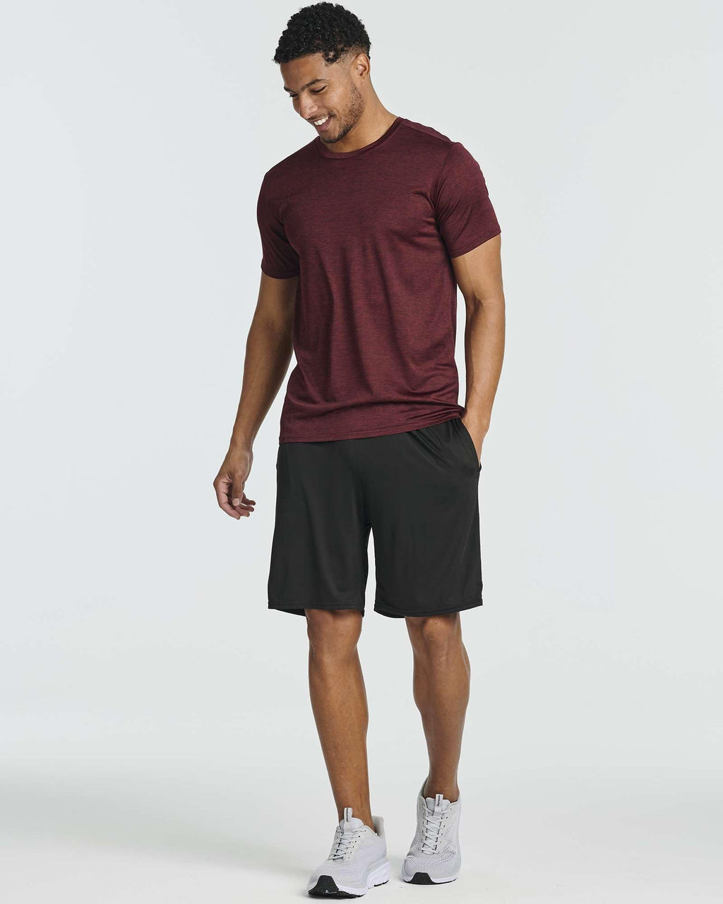 Real Essentials 5 Pack: Men's Dry-Fit Short Sleeve Crew Neck T Shirts Fitness Running Gym Workout Cool Exercise Athletic Tee, Set 1, Medium