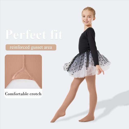 CozyWow Ballet Tights for Girls - Ultra Soft Dance Pantyhose for Kids, Sizes 4T to 12T