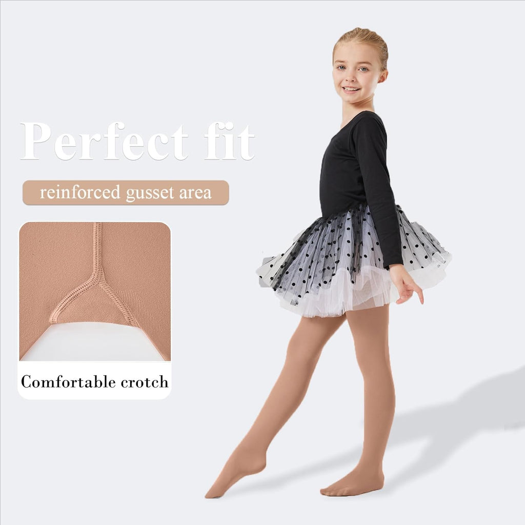 CozyWow Ultra Soft Ballet Tights | Comfortable Dance Tights for Girls, Sizes 4T to 12T