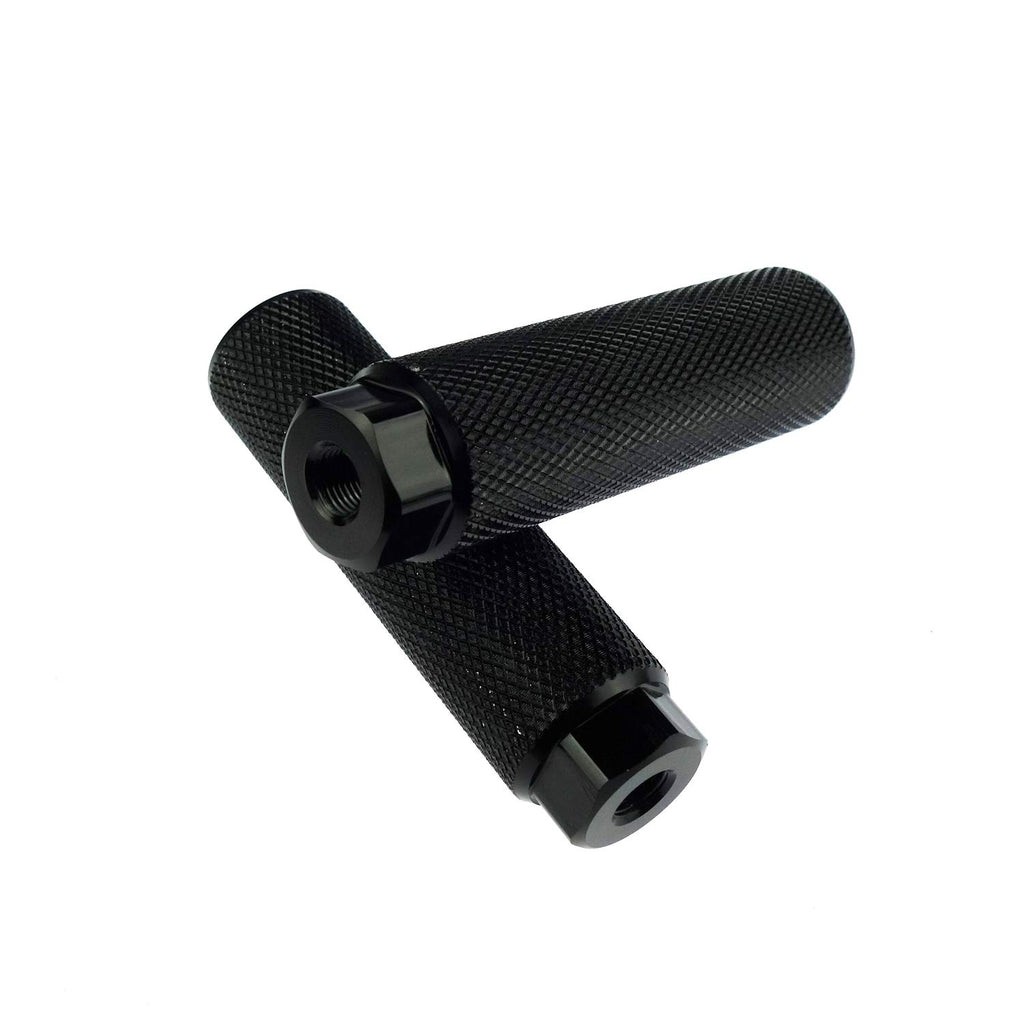 Zelerdo 2 Pairs Aluminum Alloy Bike Pegs for Mountain Bike Cycling Rear Stunt Pegs Fit 3/8 inch Axles (Pure black,100x28 mm)