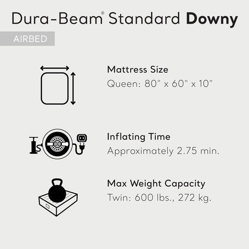 Intex 80 x 60 x 10 Inch Dura-Beam Fiber-Tech Vinyl Standard Downy Air Mattress with Plush Top and 2-in-1 Valve, Queen (Pump Not Included) (3 Pack)