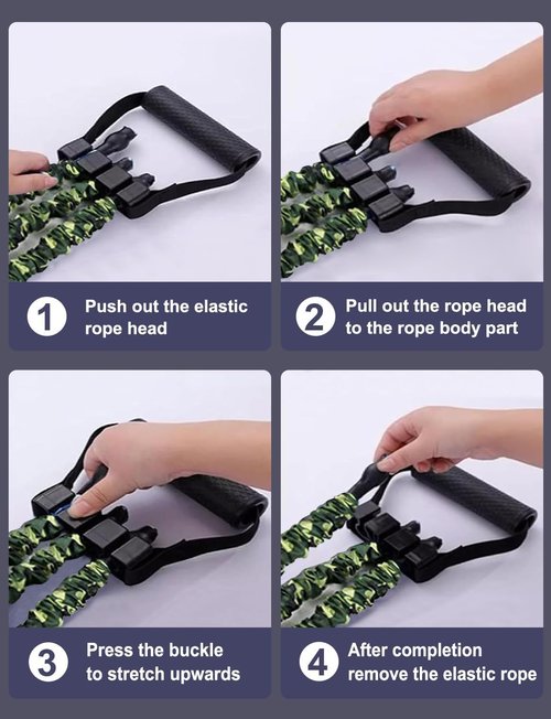 2025 New Natural Latex 3-Hole Resistance Stretcher, 3-Way Natural Latex Resistance Band-Full Body Stretching & Strength Training, Ab Training Auxiliary Device, Unisex (Green)