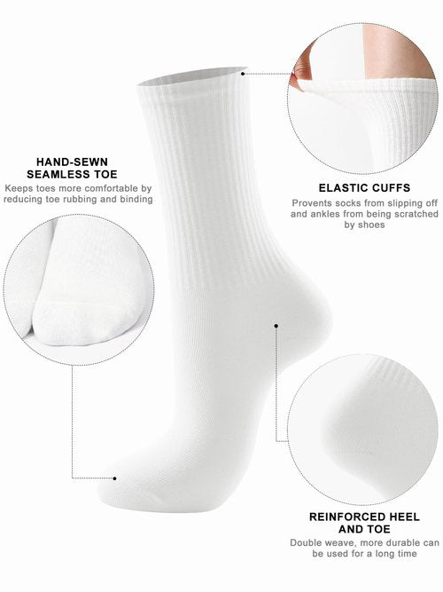 JOLLMONO Womens Crew Socks Size 6-11 Casual Athletic Gym LightWeight Thin Cotton Socks 3-6 Pairs(J2168-6W)