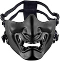 Tactical Half Face Masks, Evil Demon Hannya Kabuki Samurai Oni Mask Airsoft Protective Masks for Cs War Game Halloween Party (Black)
