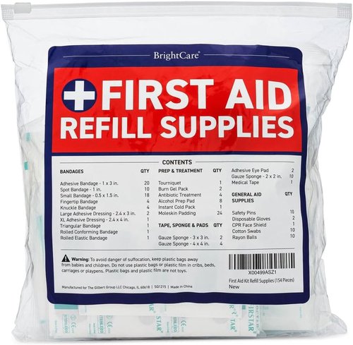 First Aid Kit Refill Supplies - 154-Piece Restock & Replacement Pack for Emergency Preparedness