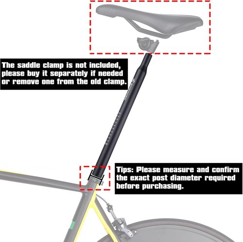 Boenoea Bicycle Seat Post - Aluminum Alloy Bike Seat Tube | 25.4-31.6mm, 400mm Length for Mountain & Road Bikes