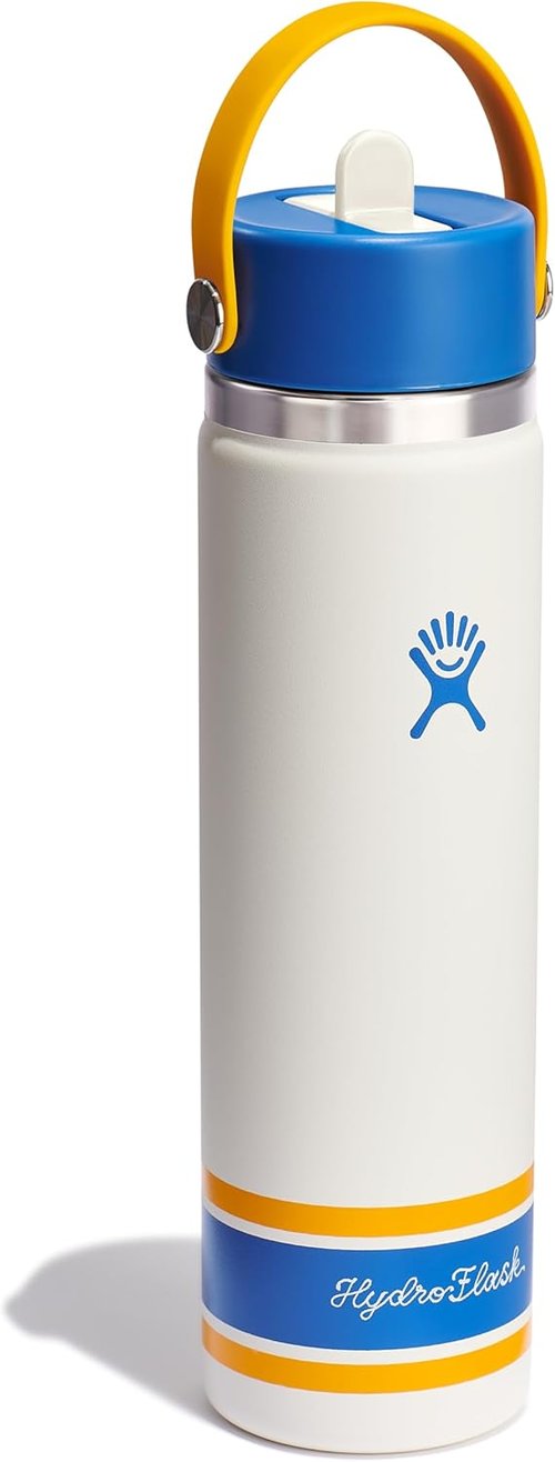 Hydro Flask Water Bottle - Insulated Stainless Steel with Wide Mouth Flex Straw Lid | 24 Oz Campus Ivory
