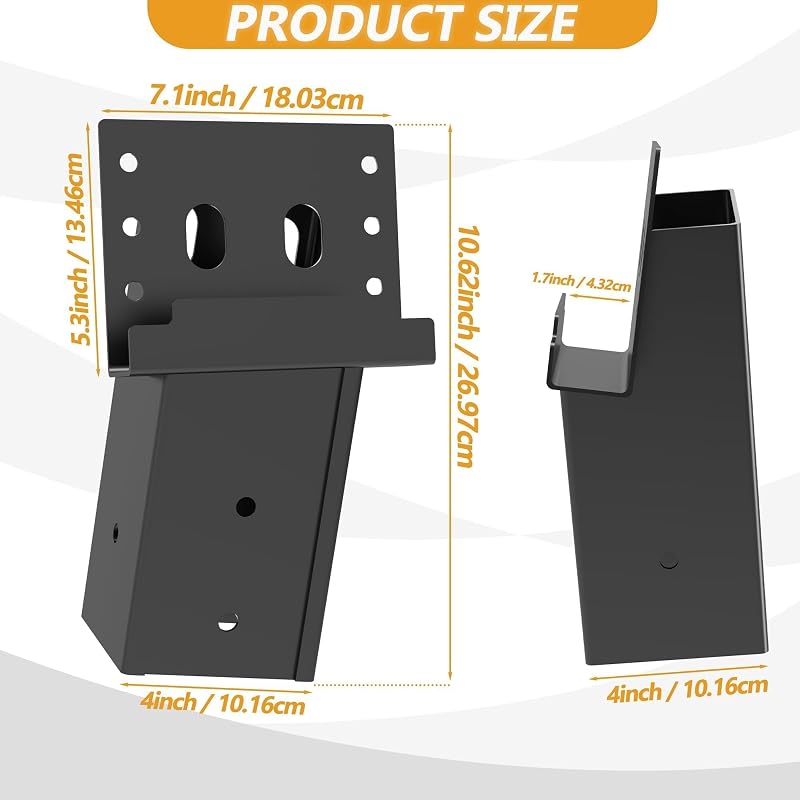 4x4 Compound Angle Brackets for Deer Stands – Heavy Duty Steel, 4-Pack, Black