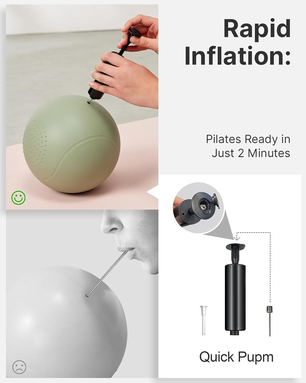 YOTTOY 9-Inch Pilates Ball - Anti-Burst Small Exercise Ball for Yoga, Physical Therapy & Home Workouts