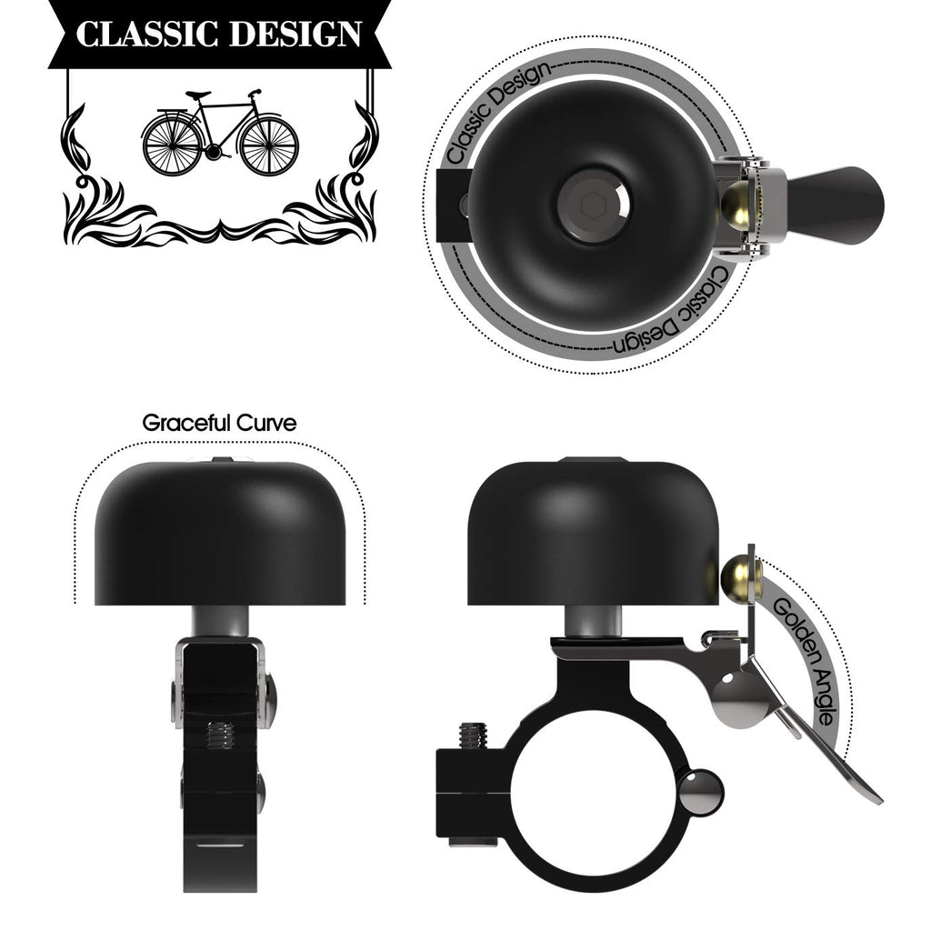 Vintage Brass Bike Bell – Loud & Clear 90dB Sound, Durable Metal Bicycle Bell for Adults & Kids, Fits 0.87'' - 1.25'' / 22.2-31.8mm Handlebars, Easy Install for Road & Mountain Bikes