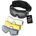 Lancer Tactical AERO Airsoft Tactical Safety Goggles ANSI Z87.1, 3mm Dual Pane Anti-Fog Lens for Hunting, Paintball, Cycling (Black)