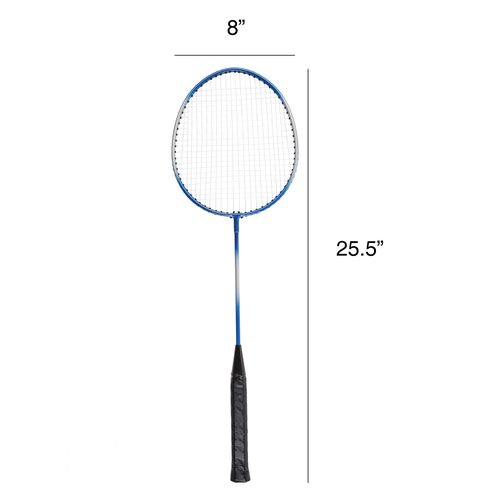 Badminton Set - Backyard Games Include 4 Badminton Rackets, 3 Birdies, Regulation-Size Net with Pole Stakes and Carry Bag - Outdoor Sports by Hey Play