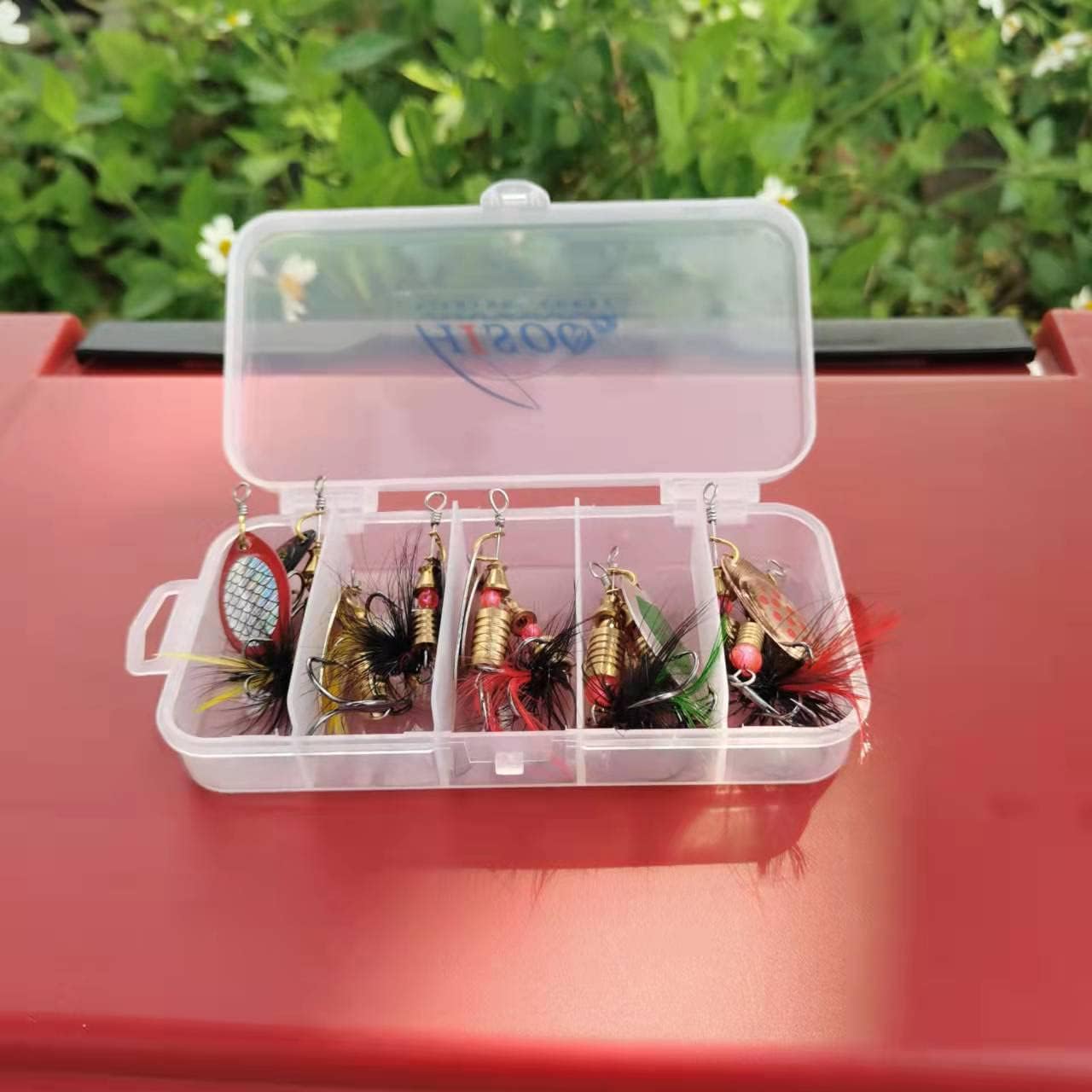 Skiennix Fishing Lure Spinnerbait Kit - 10pcs Hard Metal Baits for Bass, Trout & Salmon with Tackle Box