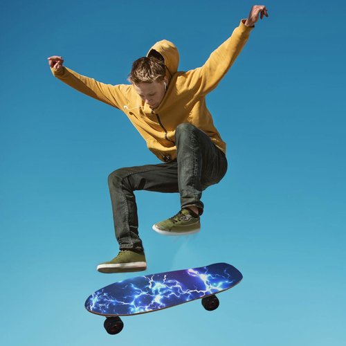 Nander Blue Lightning Skateboard Grip Tape Sheet,Non Slip Waterproof Sandpaper Scooter Grip Tape Longboard Griptape 44.1x10.1inch