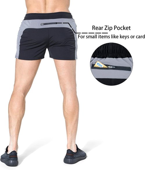 BROKIG Men's 5" Gym Shorts - Lightweight Bodybuilding & Weightlifting with Zipper Pockets