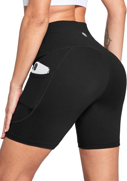 Baleaf Women's High Waisted Biker Shorts - 6"/8" with Pockets for Gym, Yoga & Running