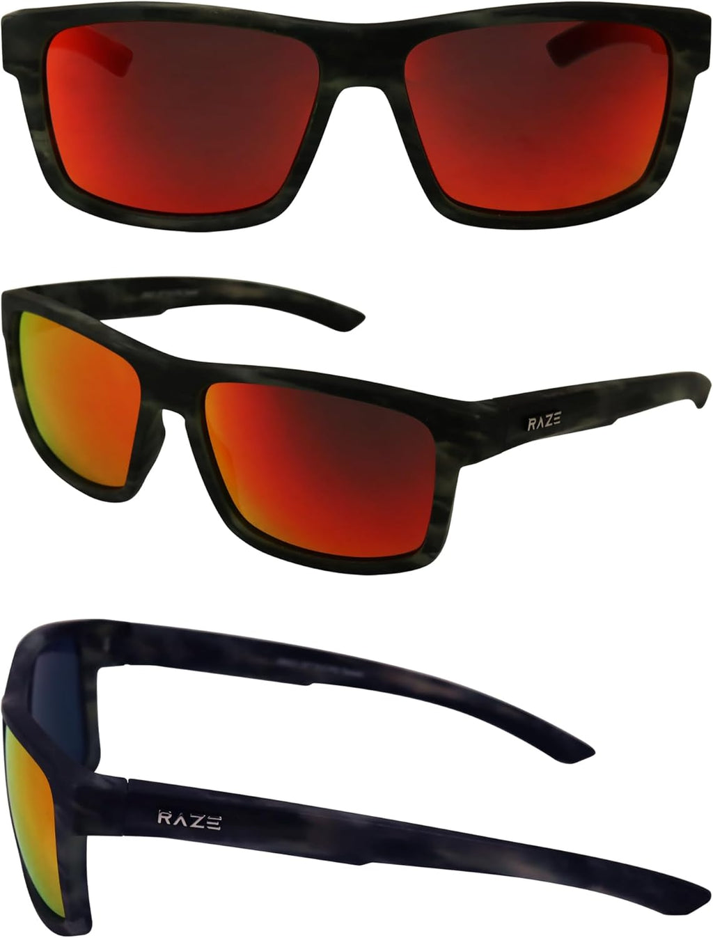 Offshore Polarized Sunglasses - Black Marble Frame with Red Mirror Lenses for Men & Women