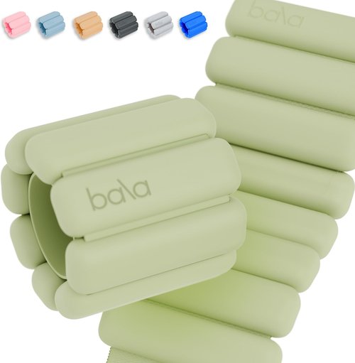 Bala Bangles Adjustable Wrist & Ankle Weights - 1 lb Silicone Set in Sage for Gym, Yoga & Strength Training