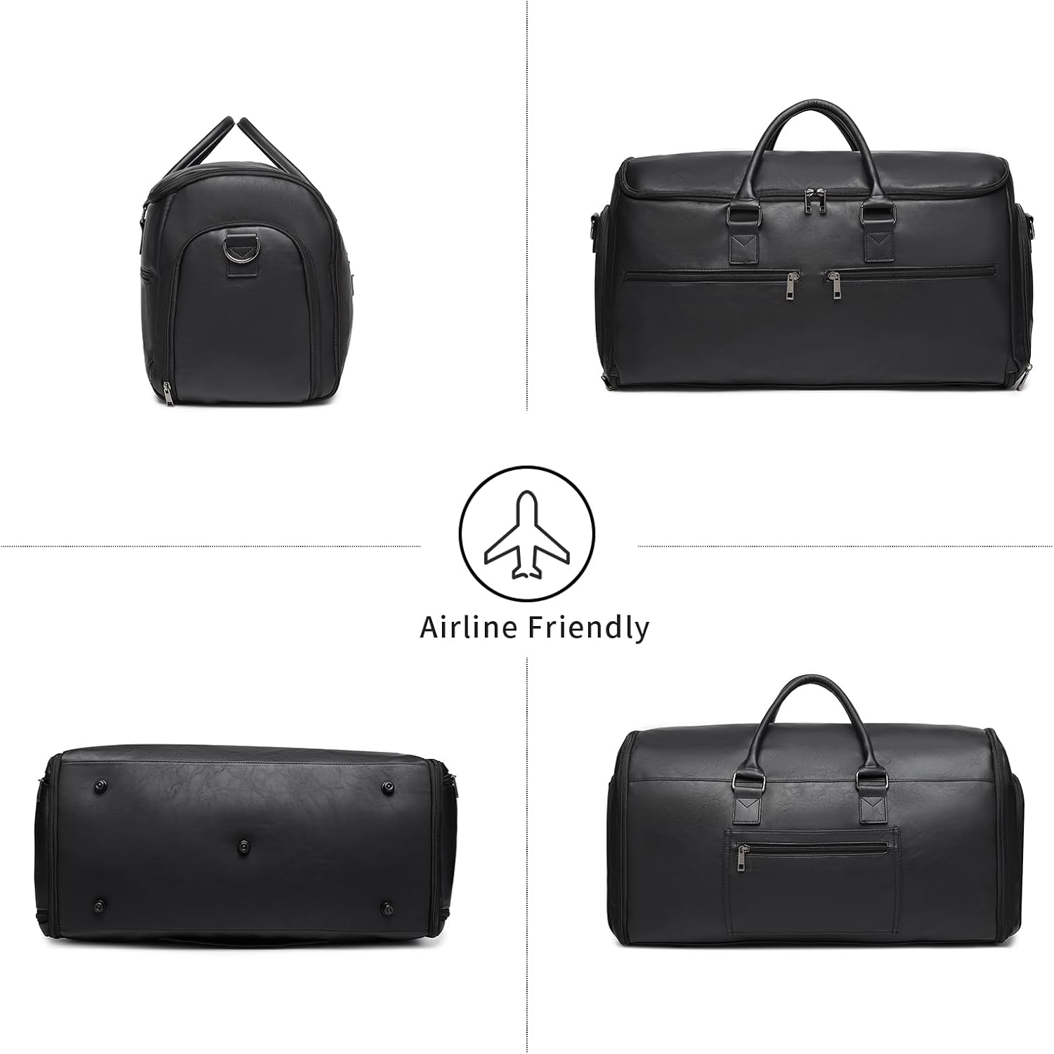 Seyfocnia Carry-On Garment Bag - Convertible Travel Suitcase for Men & Women | Black 2-in-1 Design