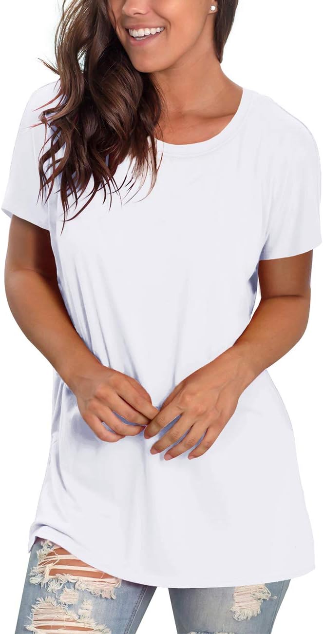 Saloogoe Women's Loose Fit T-Shirts - Short Sleeve Casual Summer Yoga Tops | Comfortable Tunic Style