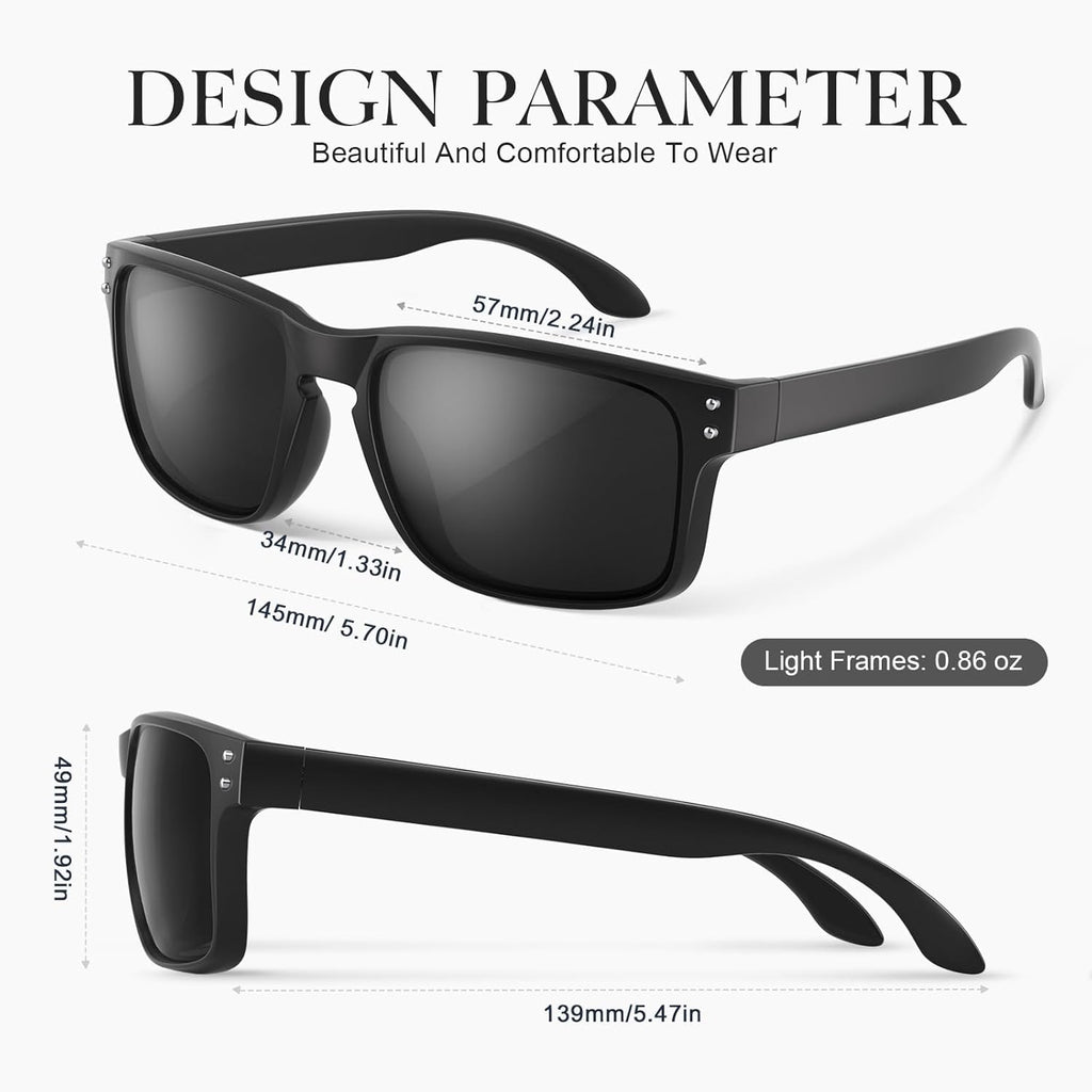 Polarized Sunglasses | Classic Sport Shades for Men & Women - UV400 Protection for Driving & Outdoor Activities