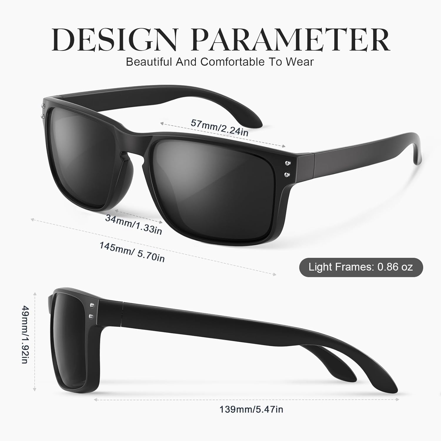 Polarized Sunglasses | Classic Sport Shades for Men & Women - UV400 Protection for Driving & Outdoor Activities