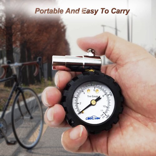 GODESON Presta Valve BicycleTire Pressure Gauge 0-160psi and 0-11bar