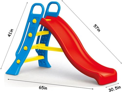 DOLU Big Water Slide - Colorful Outdoor Plastic Slide for Kids | Garden Hose Attachment, Indoor Use
