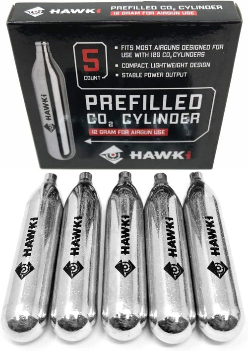 Hawki 12 Gram CO2 Cartridges - Perfect for Air Guns, BB Guns, Airsoft Pistols & Paintball Use