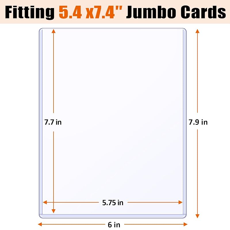Jumbo Card Top Loader Sleeves 5.4x7.4" - 12 Pack, 6x7.9" Inner, 15mil PVC