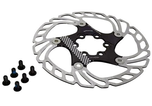 EUHMUOD 160mm Floating Disc Brake Rotor with 6 bolts, Stainless Steel Bicycle Disc Brakes Rotors Replacement for Mountain MTB Road Bike E-Bike BMX, Anti-Squeal Design 160mm Disc Brake Rotor(Black)