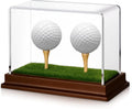 Weysat Golf Ball Display Case - 2-in-1 Clear Acrylic Holder with Wood Base & Lifelike Turf | Perfect for Sports Memorabilia