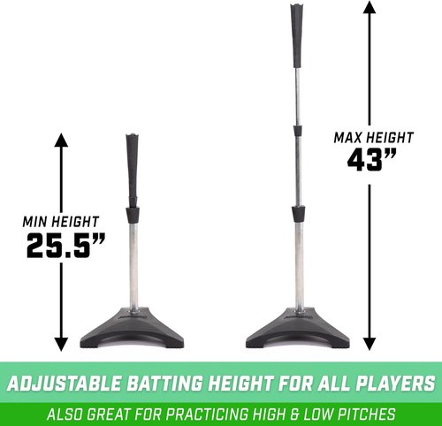 GoSports Pro Batting Tee - Heavy-Duty Tripod Base & Adjustable Height for Baseball/Softball
