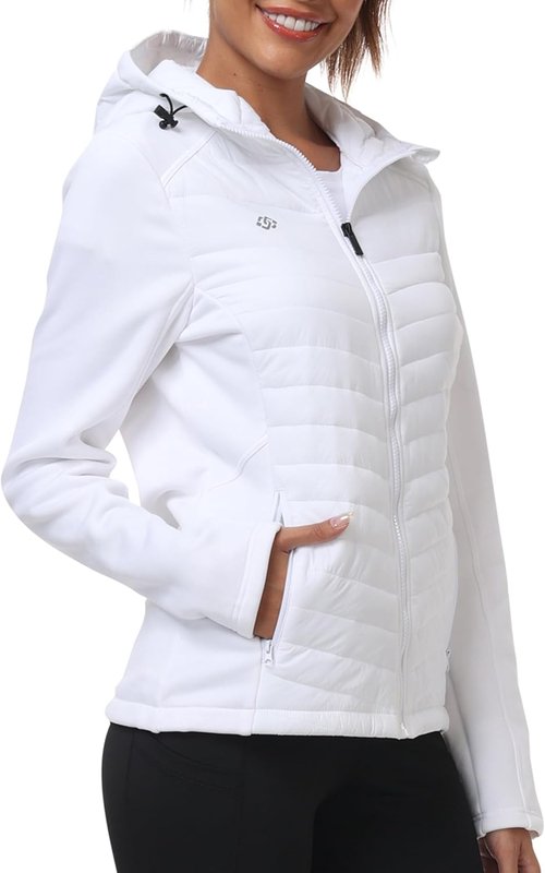 MoFiz Women's Lightweight Fleece-Lined Softshell Jacket - Insulated Hooded Puffer Coat