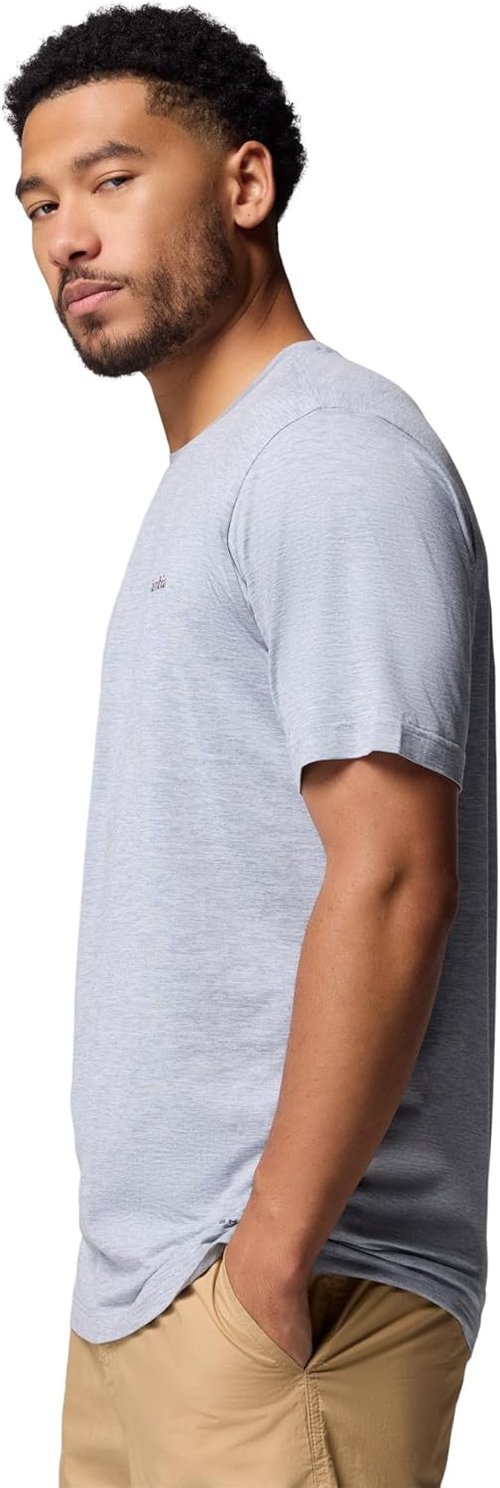 Columbia Men's Kwick Hike Graphic Tee - Comfortable Short Sleeve Shirt in Tradewinds Grey Heather | X-Large
