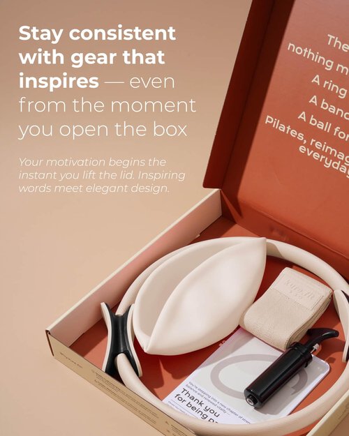 kure.fit Home Pilates Essentials Kit for Women | Pilates Ring, Mini Ball, Booty Band Set | Pilates Equipment Starter Set in Gift Box | Workout Guide Included