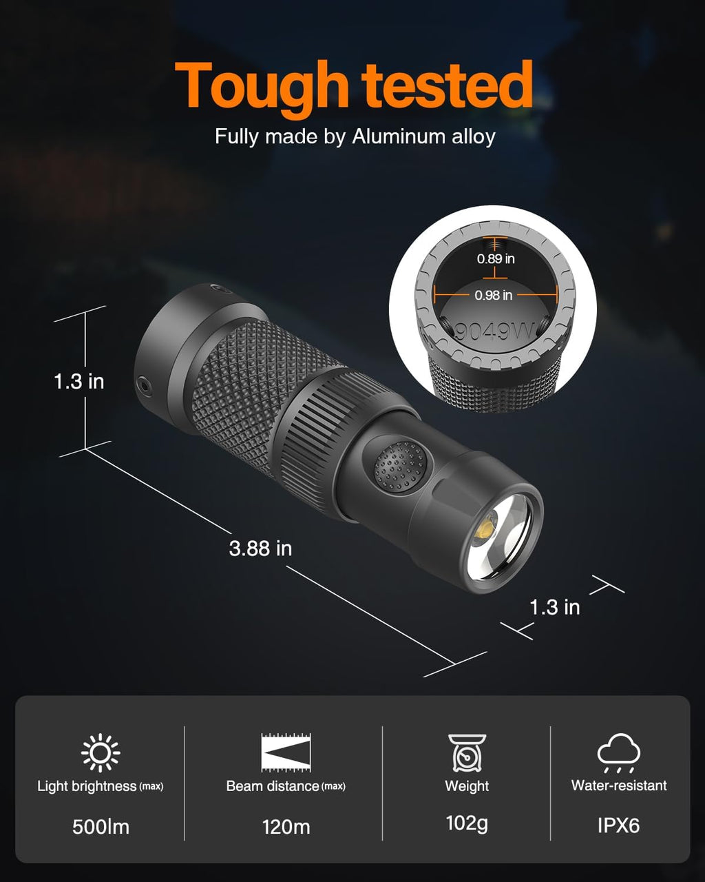 TOUGHSOUL Tactical Mag Tube Cap Flashlight - 500 Lumen Max for Winchester 12 Gauge | Strobe Function & Replaceable Battery