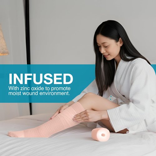 Dynarex Dürma+ Unna Boot Bandage with Zinc Oxide and Calamine - Provides Compression with Soothing Formula for Leg Ulcers, Edema, Sprains - 3" x 10 yds - Box of 1 Roll