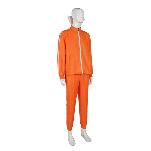 Uisozsfeb Men's Tracksuit Adult Orange Sports Suit 2-piece with Wig Glasses(MY202214,L)