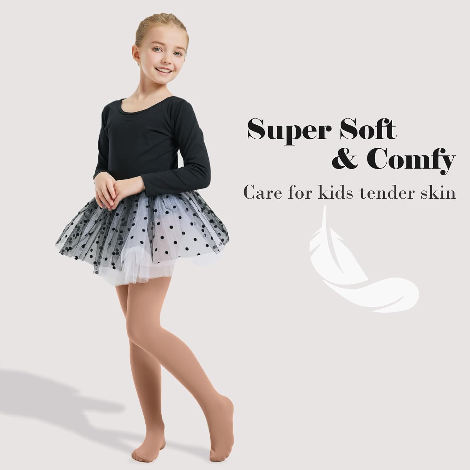 CozyWow Ultra Soft Ballet Tights | Comfortable Dance Tights for Girls, Sizes 4T to 12T